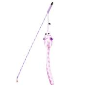 QWWQYDY Juegos para Gatos Juguetes for Gatos: Palo Divertido, caña elástica, Juguete con Cascabel, Peluche de ratón de Cola Larga a Rayas, Accesorios for Mascotas(Purple)