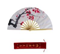 QWWQYDY Tai Chi Fan Abanico de Tai Chi con Flor de Ciruelo Blanca, Abanico clásico de Kung Fu con Forma de Anillo, Cheongsam for Fitness, espectáculos de Danza(B1 34cm)