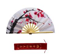 QWWQYDY Tai Chi Fan Abanico de Tai Chi con Flor de Ciruelo Blanca, Abanico clásico de Kung Fu con Forma de Anillo, Cheongsam for Fitness, espectáculos de Danza(A1 28cm)