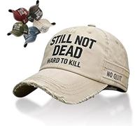 QWYDVB Gorra Still Not Dead Yet Still Not Dead Hard to Kill Gorra de Béisbol Bordada Desgastada con Frases Divertidas(White)