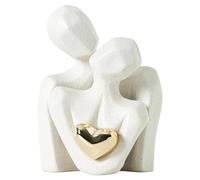 QWYEIQ Estatua de pareja de cerámica para abrazar, decoración del hogar es un regalo romántico para la oficina, estantería de escritorio, decoración de soporte de TV, Knick Knacks para estantes