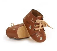 QWZban Zapatos de bebé para niños y niñas, suela de goma antideslizante, zapatos de cuna, primeros zapatos para aprender a andar, uniformes de boda, zapatos de traje, A0 Brown, 6-12 meses