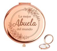 QWZify Regalo Abuela CumpleañOs Regalos para Abuelas Regalos para El DíA De La Madre Espejos Compacto De Oro Rosa Espejo Maquillaje, Regalo Originales para Mujer La Mejor Abuela del Mundo