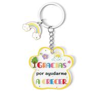 QWZify Regalo Profesora Infantil Navidad Llavero Profesora, Llaveros de Acrílico Regalos para Profesores Primaria Llavero profe Llaveros Originales Acrílico Regalo Gracias por Ayudarme a Crecer