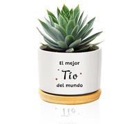 QWZify Regalo Tio Regalo del TíO Regalos para Tio CumpleañOs Macetas Decorativas Interior El Mejor TíO del Mundo Regalos Originales para Hombre Maceta Ceramica Vaso Planta Macetero Blanco