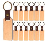 qxayxa 13 Piezas Llaveros de Madera en Blanco, Llaveros Personalizados, Llavero de Maderas para Pintar, Grabar a Láser, Manualidades, Decorar y Regalar (Rectangulares, Madera de Haya)