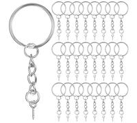 qxayxa 180 Pcs Anillas para Llaveros con Cadena(90 Llaveros de Cadena, 90 Alfileres de Tornillo), Anillos Anillas Llaveros con Cadena de Eslabones para Manualidades DIY, Fabricación de Joyas