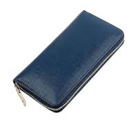 QXDZSW - Cartera larga con cremallera para mujer, encerada al aceite, estilo bolso de mano de gran capacidad, 4 (Reino Unido)