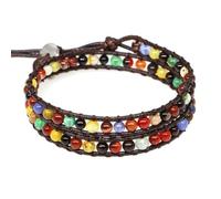 QXDZSW - Pulsera de cuentas de piedra natural de lapislázuli, 2 hebras de cuero multicapa para mujeres y hombres, 10 PCS, Nailon