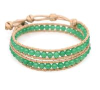 QXDZSW - Pulsera de cuentas de piedra natural de lapislázuli, 2 hebras de cuero multicapa para mujeres y hombres, 1 unidad, Nailon