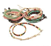 QXDZSW - Pulsera de cuentas de piedra natural de lapislázuli, 2 hebras de cuero multicapa para mujeres y hombres, 20 PCS, Nailon