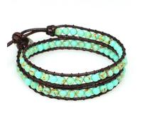 QXDZSW - Pulsera de cuentas de piedra natural de lapislázuli, 2 hebras de cuero multicapa para mujeres y hombres, 5 PCS, Nailon