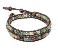 QXDZSW - Pulsera de cuentas de piedra natural de lapislázuli, 2 hebras de cuero multicapa para mujeres y hombres, 10 PCS, Nailon