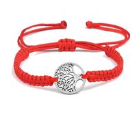 QXDZSW - Pulsera de cuerda trenzada hecha a mano con diseño de árbol de la vida, pulsera ajustable, joyería de oración de amistad, Nailon