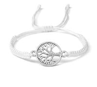 QXDZSW - Pulsera de cuerda trenzada hecha a mano con diseño de árbol de la vida, pulsera ajustable, joyería de oración de amistad, Nailon