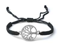 QXDZSW - Pulsera de cuerda trenzada hecha a mano con diseño de árbol de la vida, pulsera ajustable, joyería de oración de amistad, Nailon