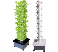 QXHDPYMXZ Juego Torre Hidropónica 15 Pisos Y 45 Orificios, Sistema de Cultivo hidropónico de Invernadero de Granja, Sistema de Cultivo Acuapónico, Torre Vertical con Bomba Y Tanque De Agua Móvil