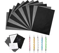QXLXS 200 Hojas Papel de Carbón A4, Papel Transfer, Papel de Grafito Negro, Papel de Carbono, con 5 Lápices de Relieve, Papel de Transferencia de Carbono para Trazar Patrones de Dibujo en Proyectos