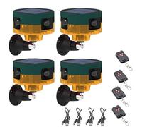 QXMH Alarma con Sensor de Movimiento Solar para Exteriores: Sonido de ladridos de Perros y Disparos, Sirena Fuerte de 129 db, admite grabación, 13 Tipos de Sonido (4 Pack)