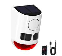 QXMH Alarma Solar con Sensor de Movimiento para Exteriores, 110 dB, Fabricante de Ruido Fuerte, 4 Modos de Trabajo, luz estroboscópica con USB para el hogar, Villa, Patio, gallinero, Granja, Granero