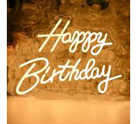 QXMH Happy Birthday Neon Sig: Decoración de Fiesta Luz LED de Neón de Cumpleaños Regulable para Decoración de Pared Brilla Letrero LED Feliz