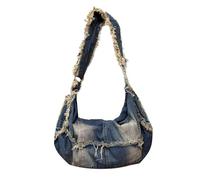 Qxmiguel Bolso de cuerpo cruzado de mezclilla para mujeres retro homo saqueo de cascos para trabajos de vacaciones en gran capacidad bolso de hombro