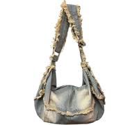 Qxmiguel Bolso de cuerpo cruzado de mezclilla para mujeres retro homo saqueo de cascos para trabajos de vacaciones en gran capacidad bolso de hombro