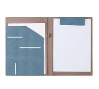 Qxmiguel Carpeta Portafolio De Cuero Sintético, Tamaño Carta A4, Bloc De Notas For Negocios, Escuela, Oficina Y Conferencias. Carpetas(BLU)