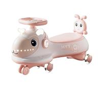 Qxmiguel Scooter niño Coche de Juguete con música, Luces y Cuerda de Arrastre, Rueda silenciosa, Ideal for niños y niñas de 2 años en adelante. Wiggle Car(Rose,with Music Light)