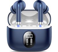QXQ S26 Auriculares Bluetooth 5.4, 2025 Nuevo Auriculares Inalambricos Hi-Fi Estéreo con 4 ENC Micrófonos, 40 Horas Mini Cascos Inalambricos Bluetooth con Pantalla, Audifonos Azul para Android iOS