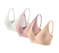 QXQLSH - Brasier de gelatina para mujer, 3 piezas, sin aros, soporte diario, sin costuras, suave, cómodo, cobertura completa, brasier acolchado sin varillas, Soy, L