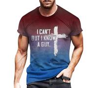 QXQLSH - Camisas de verano para hombre, Reino Unido, I Can't but I Know a Guy, camisas gráficas de fe cristiana, ligeras, transpirables, de manga corta, cuello redondo, camisetas cómodas, azul, XXL