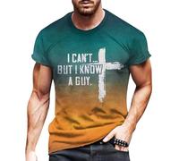 QXQLSH - Camisas de verano para hombre, Reino Unido, I Can't but I Know a Guy, camisas gráficas de fe cristiana, ligeras, transpirables, de manga corta, cuello redondo, camisetas cómodas, amarillo