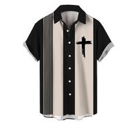 QXQLSH - Camisas hawaianas para hombre, camiseta con estampado de cruz cristiana de Jesús, camiseta informal de manga corta con botones, ligera, transpirable, para fiesta de verano, AP., 3XL