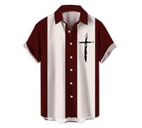 QXQLSH - Camisas hawaianas para hombre con estampado de cruz cristiana de Jesús, camiseta informal de manga corta con botones, ligera, transpirable, para fiesta de verano 2026, C, 4XL
