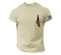 QXQLSH - Camisetas para hombre adulto con la bandera de Estados Unidos y la bandera de Estados Unidos, camiseta gráfica de cruz cristiana, ajuste clásico, cuello redondo, camisetas de manga corta