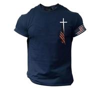 QXQLSH - Camisetas para hombre adulto con la bandera de Estados Unidos y la bandera de Estados Unidos, camiseta gráfica de cruz cristiana, ajuste clásico, cuello redondo, camisetas de manga corta