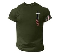 QXQLSH - Camisetas para hombre adulto con la bandera de Estados Unidos y la bandera de Estados Unidos, camiseta gráfica de cruz cristiana, ajuste clásico, cuello redondo, camisetas de manga corta