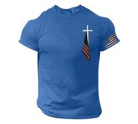 QXQLSH - Camisetas para hombre adulto con la bandera de Estados Unidos y la bandera de Estados Unidos, camiseta gráfica de cruz cristiana, ajuste clásico, cuello redondo, camisetas de manga corta