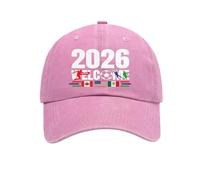 QXQLSH - Gorra de béisbol de la Copa del Mundo 2026 para fanáticos del fútbol internacional, con bandera de Canadá, Estados Unidos, México, equipo de apoyo ajustable, A01-rosa, Talla única