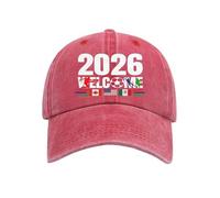 QXQLSH - Gorra de béisbol de la Copa del Mundo 2026 para fanáticos del fútbol internacional, con bandera de Canadá, Estados Unidos, México, equipo de apoyo ajustable, A01-rojo sandía, Talla única