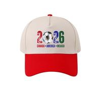QXQLSH - Gorra de béisbol de la Copa del Mundo 2026 para fanáticos del fútbol internacional, con bandera de Canadá, Estados Unidos, México, equipo de apoyo ajustable, A02-rojo, Talla única