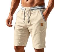 QXQLSH - Pantalones cortos tipo cargo de hombre de lino, pantalones cortos casuales de verano con cintura elástica para deportes al aire libre, pantalones cortos para caminar y hacer senderismo, XL