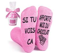 QXRXN - Calcetines para mujer, de fantasía, calcetines cálidos, antideslizantes, si ves que me trae el chocolato, calcetín rigolote para mujer, humor, idea de regalo de Navidad, cumpleaños 39 42