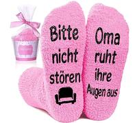 QXRXN Regalo para el día de la madre, regalo de cumpleaños, calcetines con texto en alemán "Bitte nicht stören oma ruht ihre Augen aus Weihnachtsgeschenke für Oma, Lustige Geburtstagsgeschenk