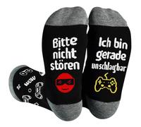 QXRXN Regalo para Gamers Calcetines Divertidos de Juego, Calcetines de Gaming Cosas Geniales para Chicas Adolescentes y Chicos, Regalos de Navidad para Hombres, rojo, 39-46