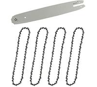 Qxryzp 14 Barra guía para motosierra, paquete de 4 cadenas sierra, cadena repuesto 35 cm, para paso 3/8, 50 eslabones conductores, 0,050 Reemplazo de cadena de motosierra