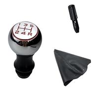 Qxryzp For Peugeot, 206 207 307 308 408, for Citroen, C2 C3 C5 for Picasso for Elysee for Sega Perilla de palanca cambios Funda adaptadora arranque polaina Pomo de palanca de cambios(BLACK Chrome Red)