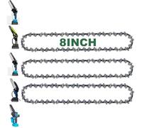 Qxryzp Reemplazo de cadena motosierra 8 pulgadas, 3 cadenas, para Mini con 45 eslabones transmisión, paso 1/4 Lp, calibre 043, Reemplazo de cadena de motosierra(BLACK 8 45DL 1 4 LP 043 3pcs)