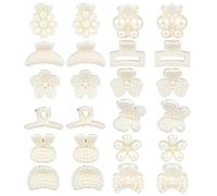 QXUJI 24 clips para el pelo de perlas, diseño de mariposas, flores y girasol, accesorios decorativos para el cabello, para mujeres y niñas, bodas, 12 estilos